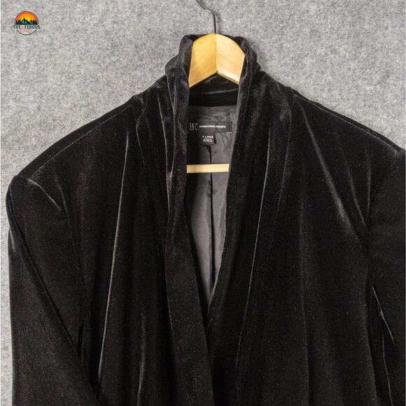 INC International Concepts Velvet Blazer Jacket Black Velour Women's Size XL - Picture 3 of 12